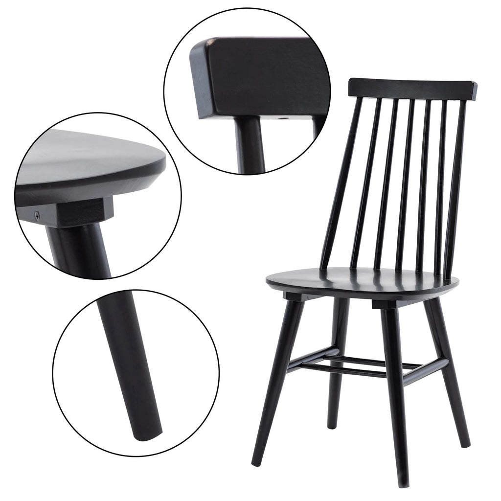 Black Wood Dining Chairs Set of 2 I755