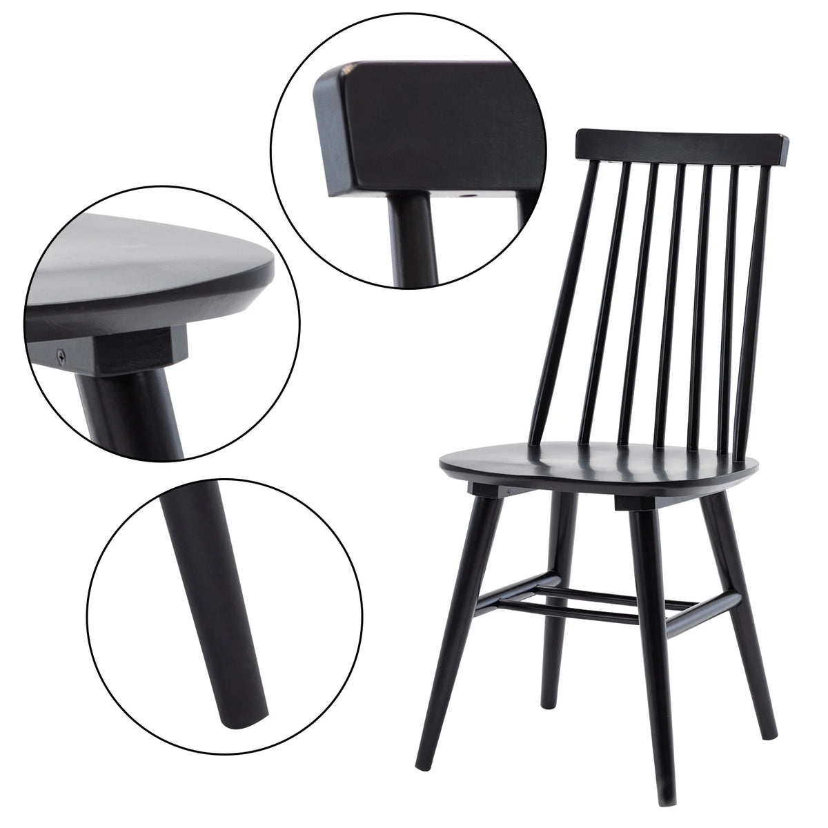 Black Wood Dining Chairs Set of 2 I755