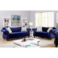 Blue Tufted Fabric 2-Piece Sofa Set T868435