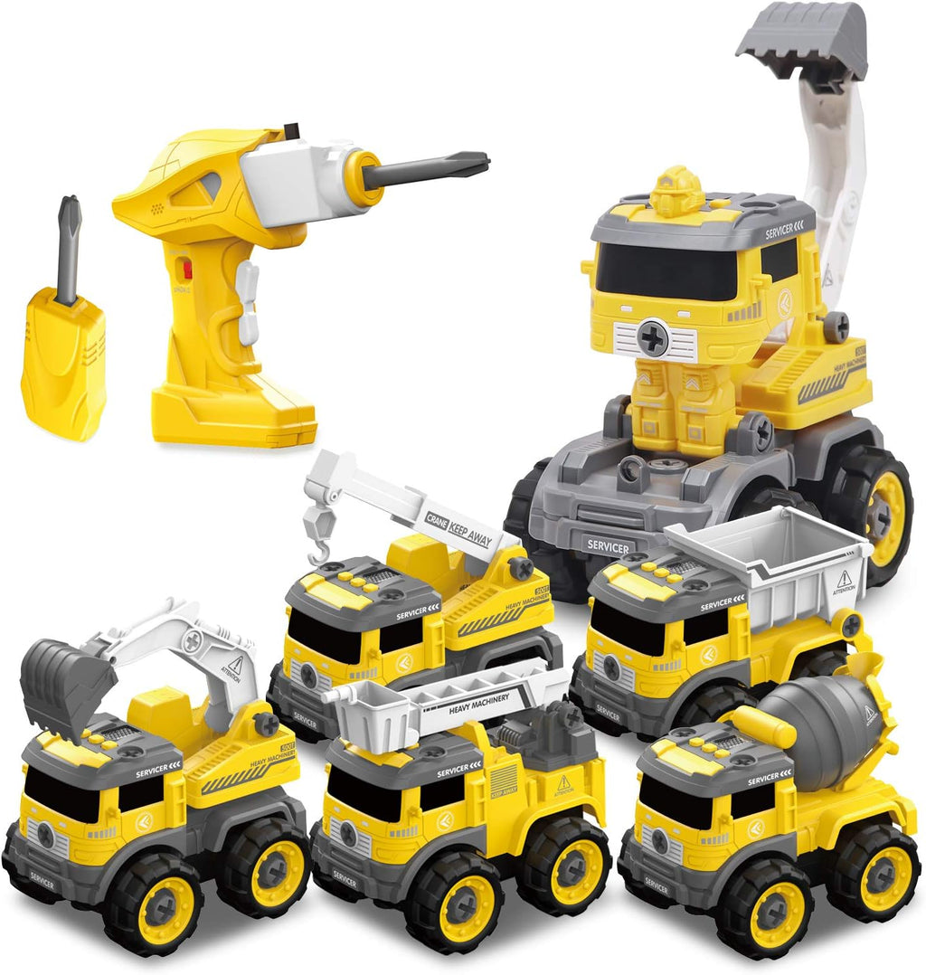 5 in one Construction Truck Take Apart Toy with Electric Drill K234502
