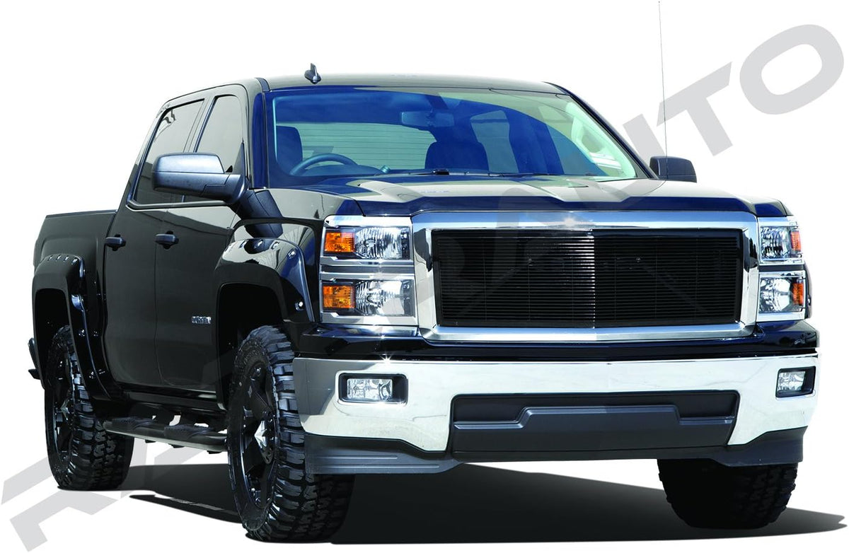 Chrome Plate Outer Shell with Gloss Black Billet Grille Replacement Grille Shell for 2014-2015 Chevy Silverado 1500 V962402