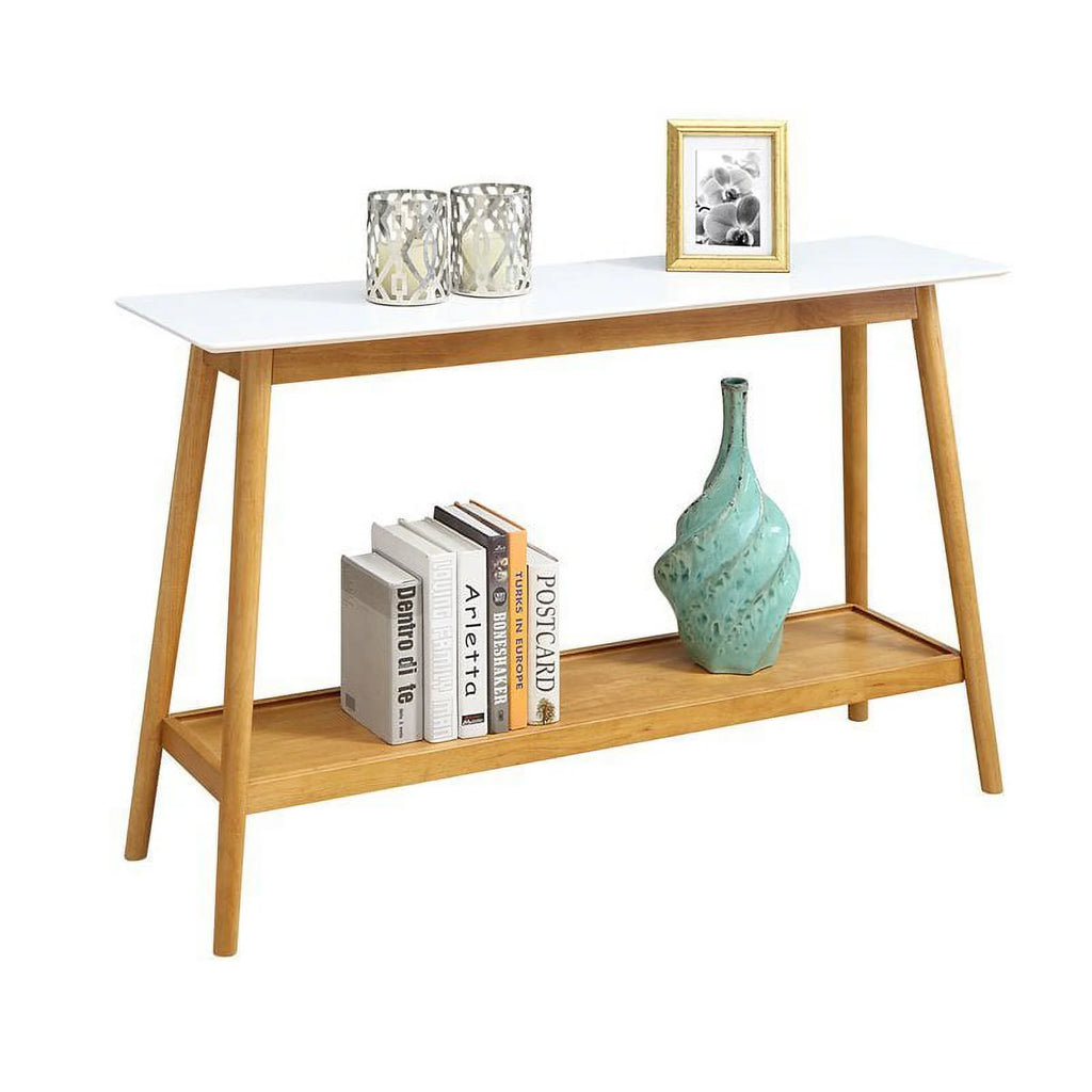 Mid Century Console Table in White and Natural Wood Finish E815238