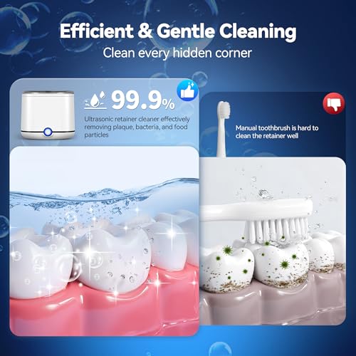 48kHz Ultrasonic Retainer Cleaner with 7.8OZ Dental Cleaning Pod K363882