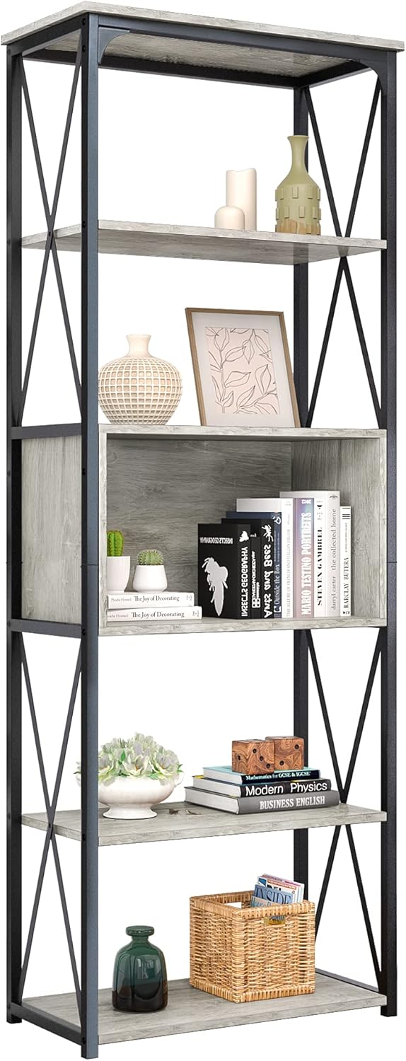 5 Tier Gray Bookshelf Z880