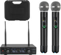 Wireless Microphone System with Case Metal UHF Dual Handheld 20 Channels Black L777574