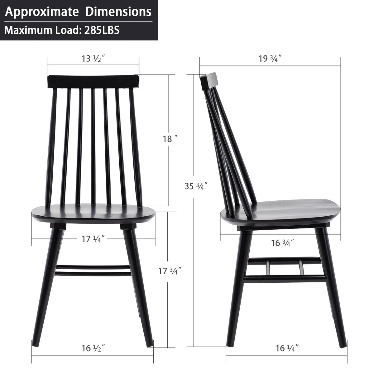 Black Wood Dining Chairs Set of 2 I755