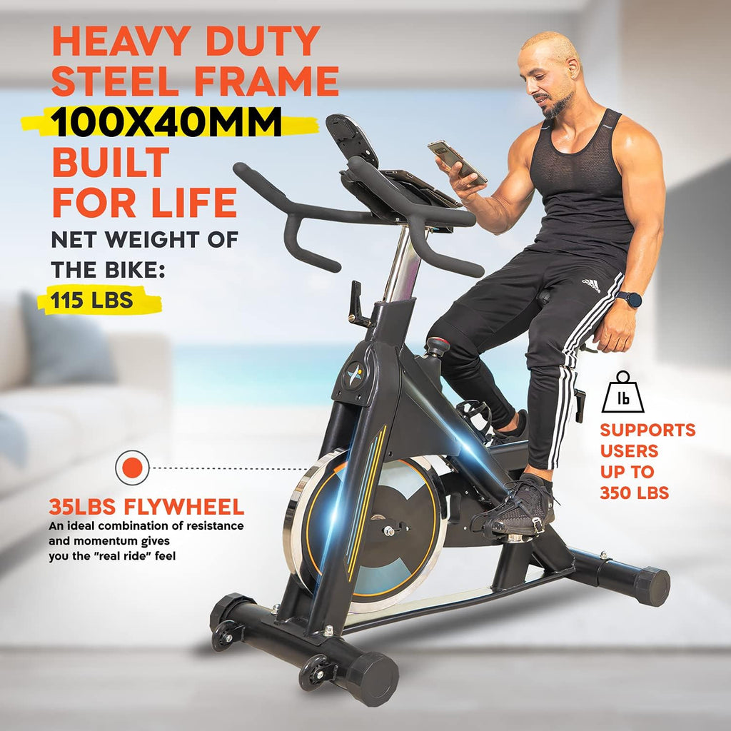 Heavy-Duty 115 LB Magnetic Resistance Exercise Bike with 2X1 lb Dumbbells F84396