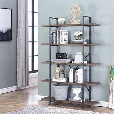 5-Tier Open Bookcase with Metal Frame V9075