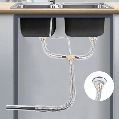 Silver Flexible Double Bowl Drain Hose G1066