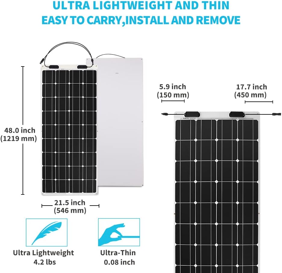 100W 12V Black Monocrystalline Semi Flexible Solar Panel H706