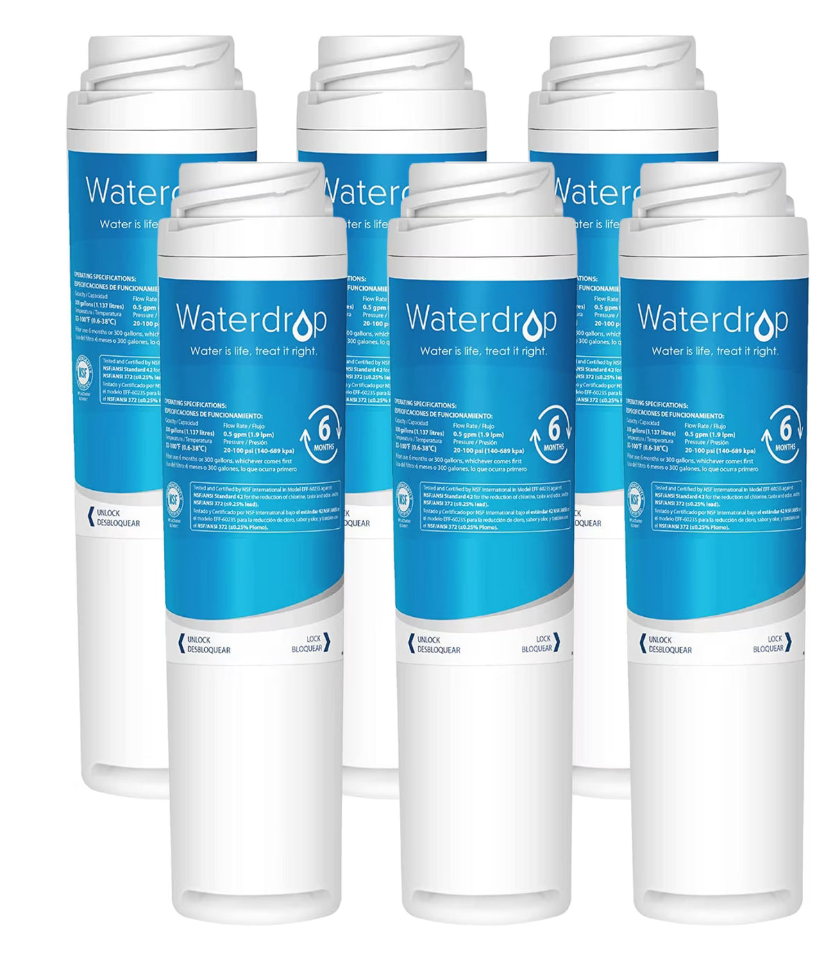6 Pack Refrigerator Water Filter F4121