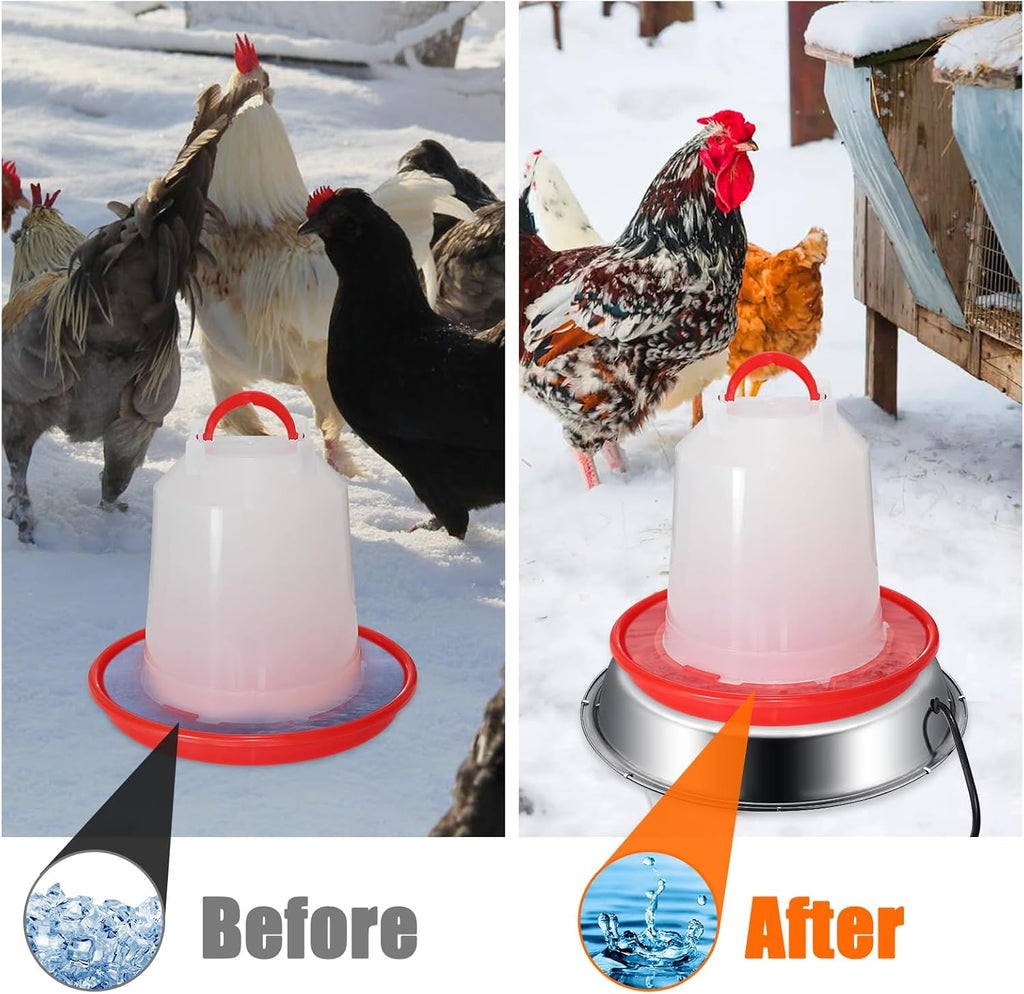 12 Inch 5 Gallons Poultry Drinker Heater Base with Thermostat and Power Cord Y353859