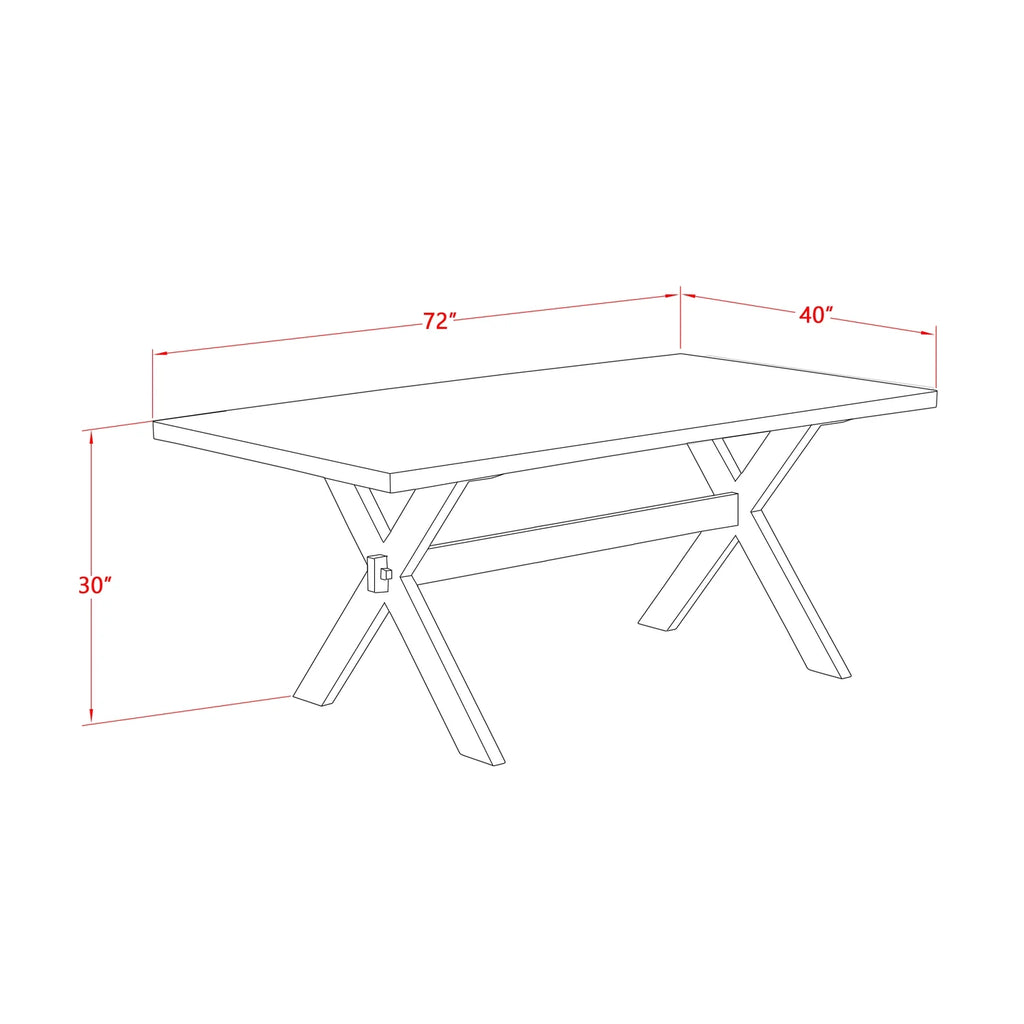 6-Pc Dining Table Set with Cream Linen Fabric Seat and Rectangular Top E880389