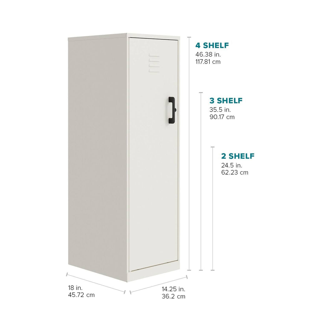 White 3 Shelf Metal Locker Cabinet K4596