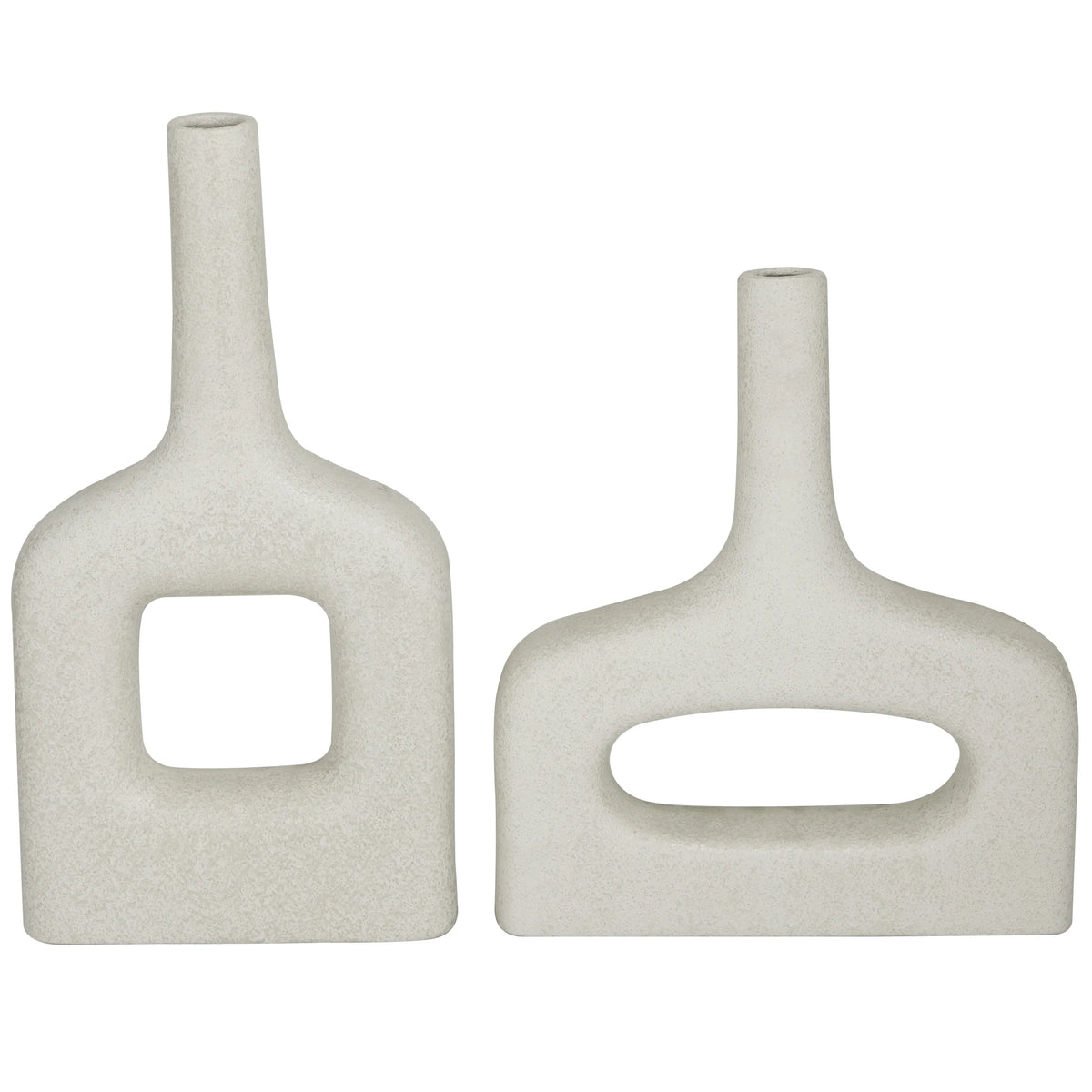 16" 13"H White Ceramic Vase Set of 2 A7150
