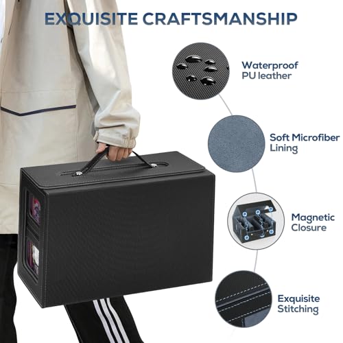 Black & Purple Trading Card Storage Box with 4 Toploaders, 4 Stoppers, 4 Dividers C4602
