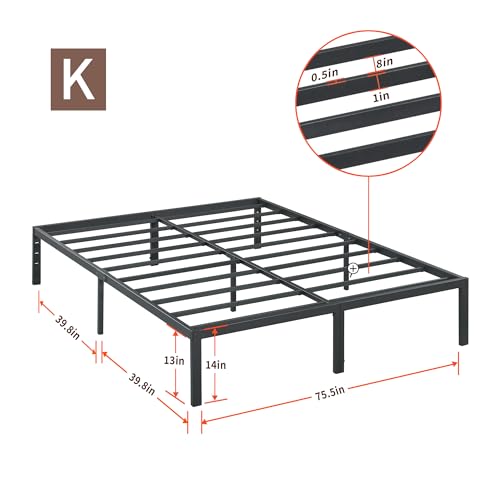 18 Inch Tall Heavy Duty Steel Slat Bed Frame Full Black H95253