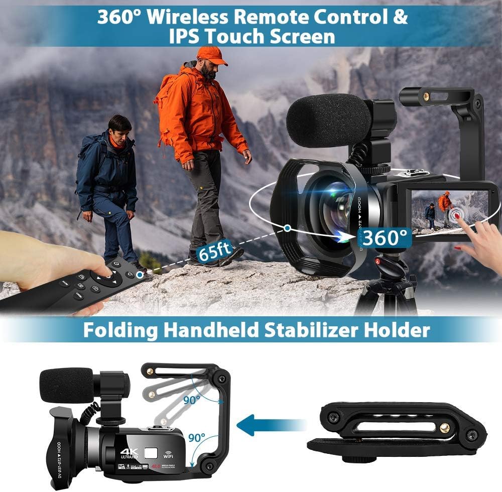 4K 60FPS 48MP 18X Digital Camcorder with Touch Screen and Remote Control M5572