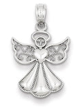 14K White Gold Guardian Angel Heart Pendant K94027