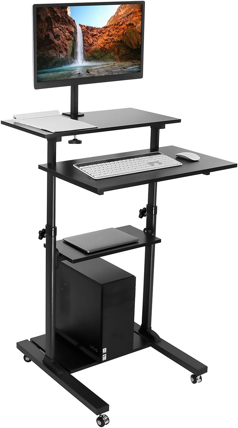 Mobile Stand Up Desk with Monitor Arm P980