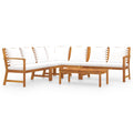 6 Piece Patio Lounge Set with Cushions Acacia Wood Outdoor Sectional Set N173796