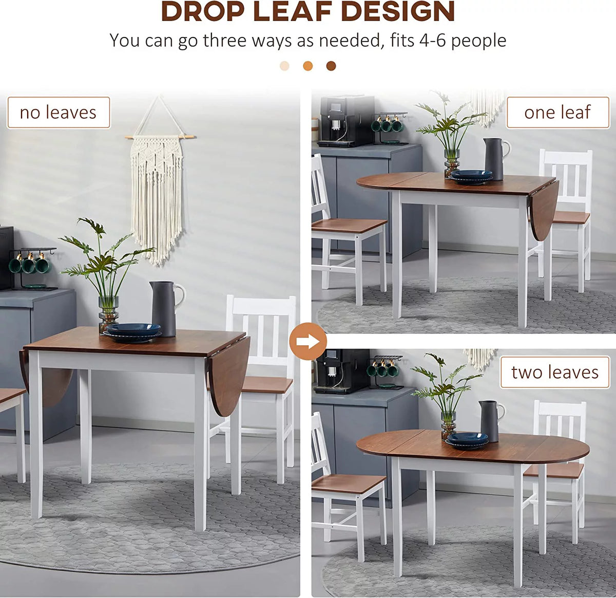 Brown Drop Leaf Solid Wood Dining Table X533