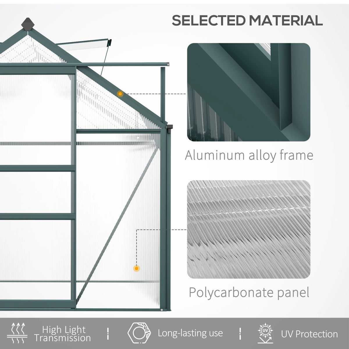6' x 10' x 7' Polycarbonate Walk-in Greenhouse Y49097