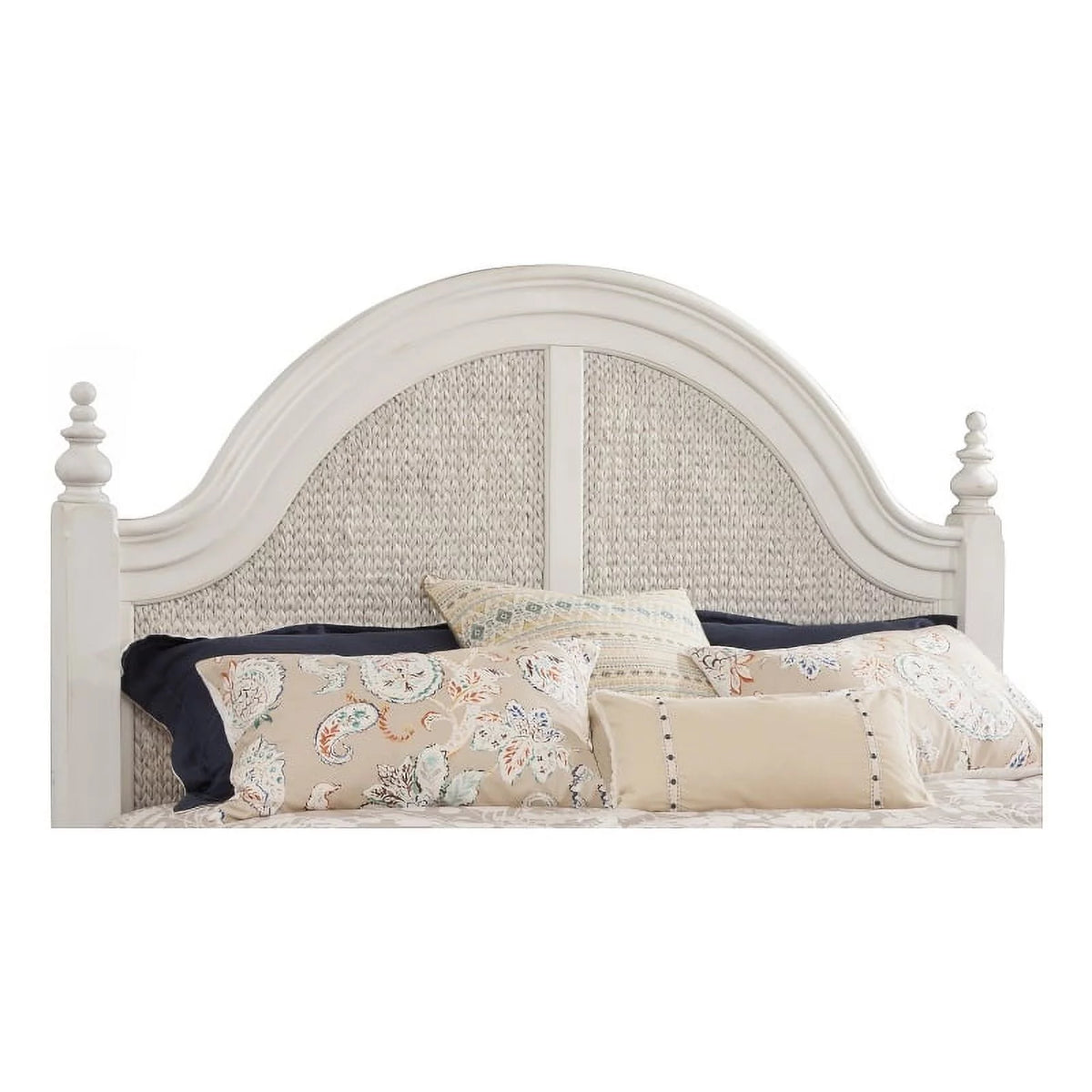 Dove White Queen Woven Wood Headboard I911