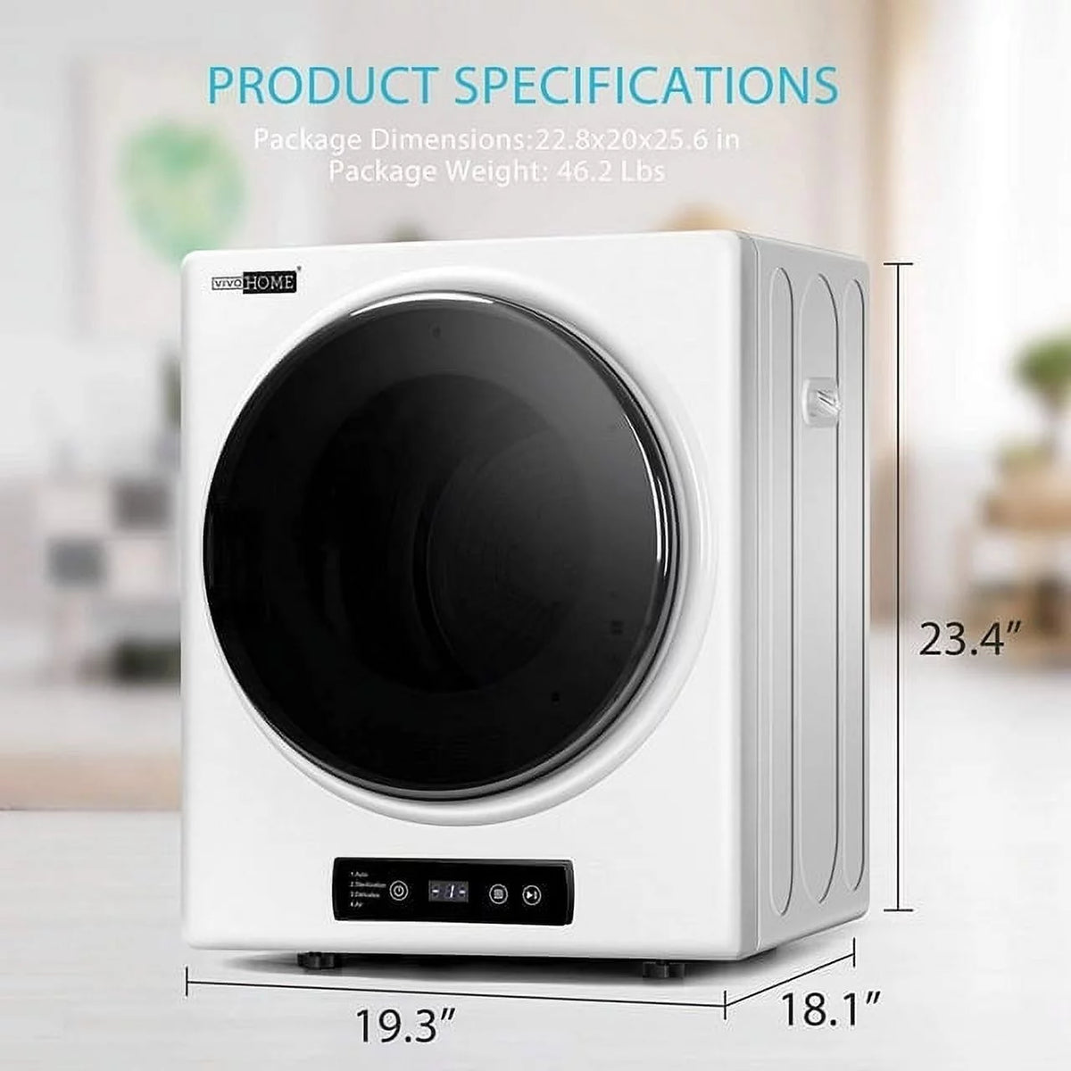 2.6 Cu.ft 900W Portable Laundry Dryer with Stainless Steel Drum L552