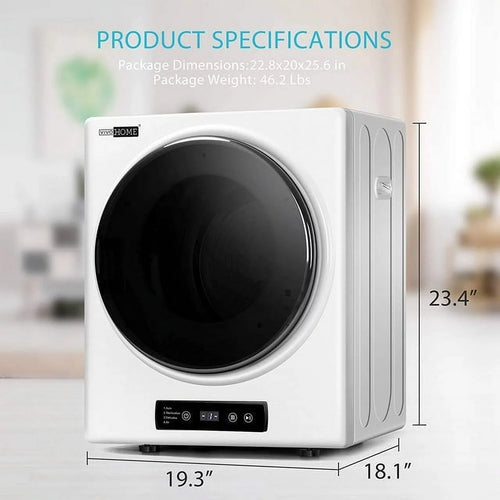 2.6 Cu.ft 900W Portable Laundry Dryer with Stainless Steel Drum L552