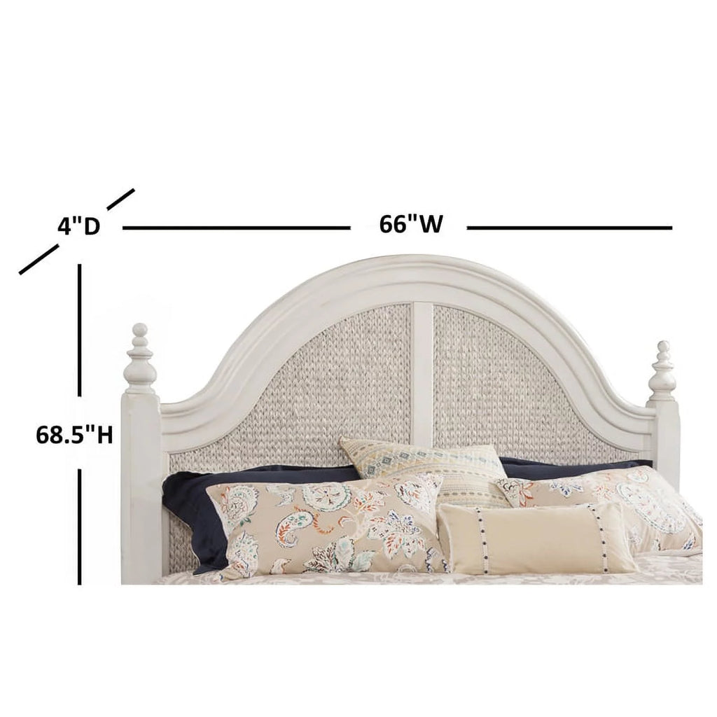 Dove White Queen Woven Wood Headboard I911