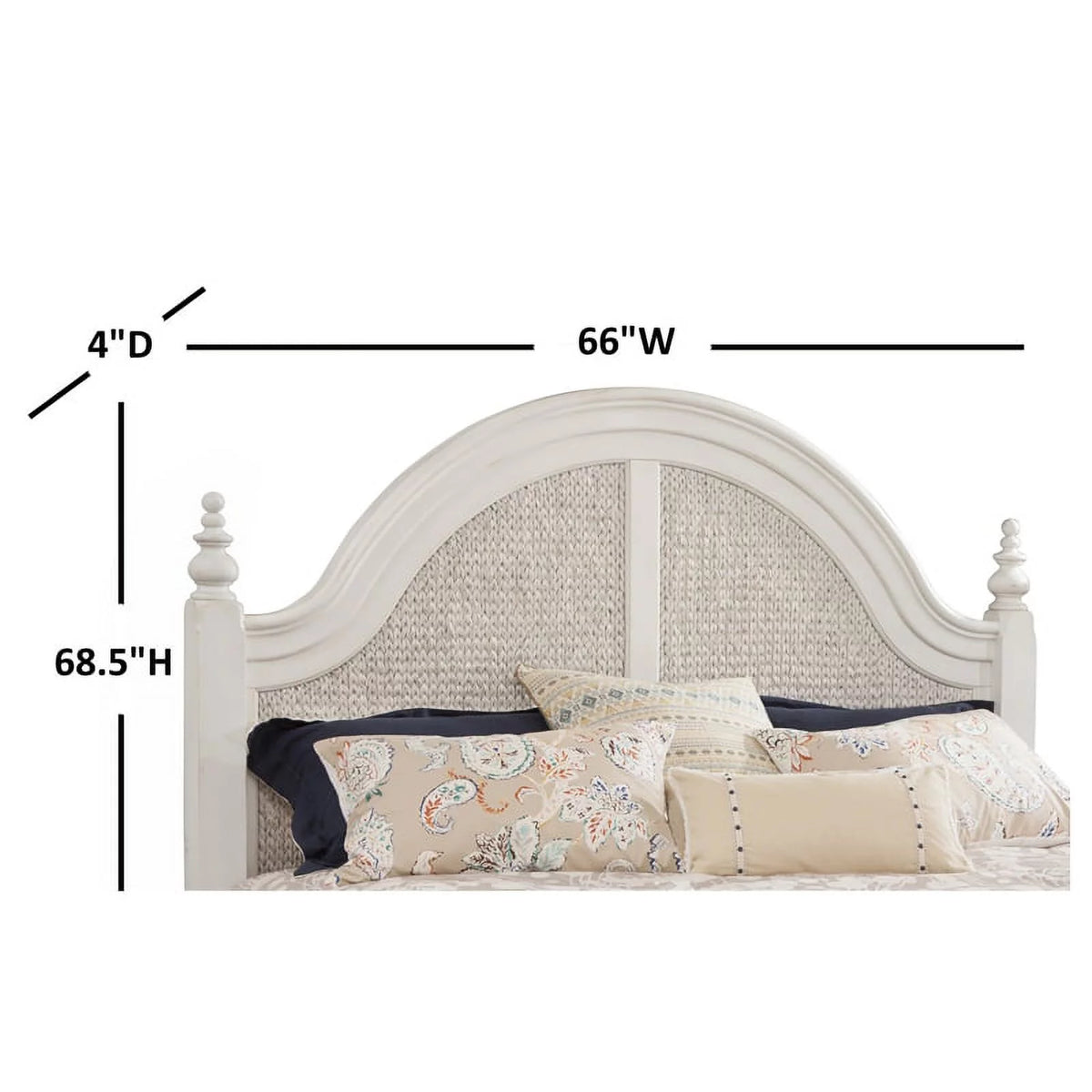 Dove White Queen Woven Wood Headboard I911