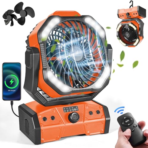 40000mAh Orange Camping Fan with LED Light N5521