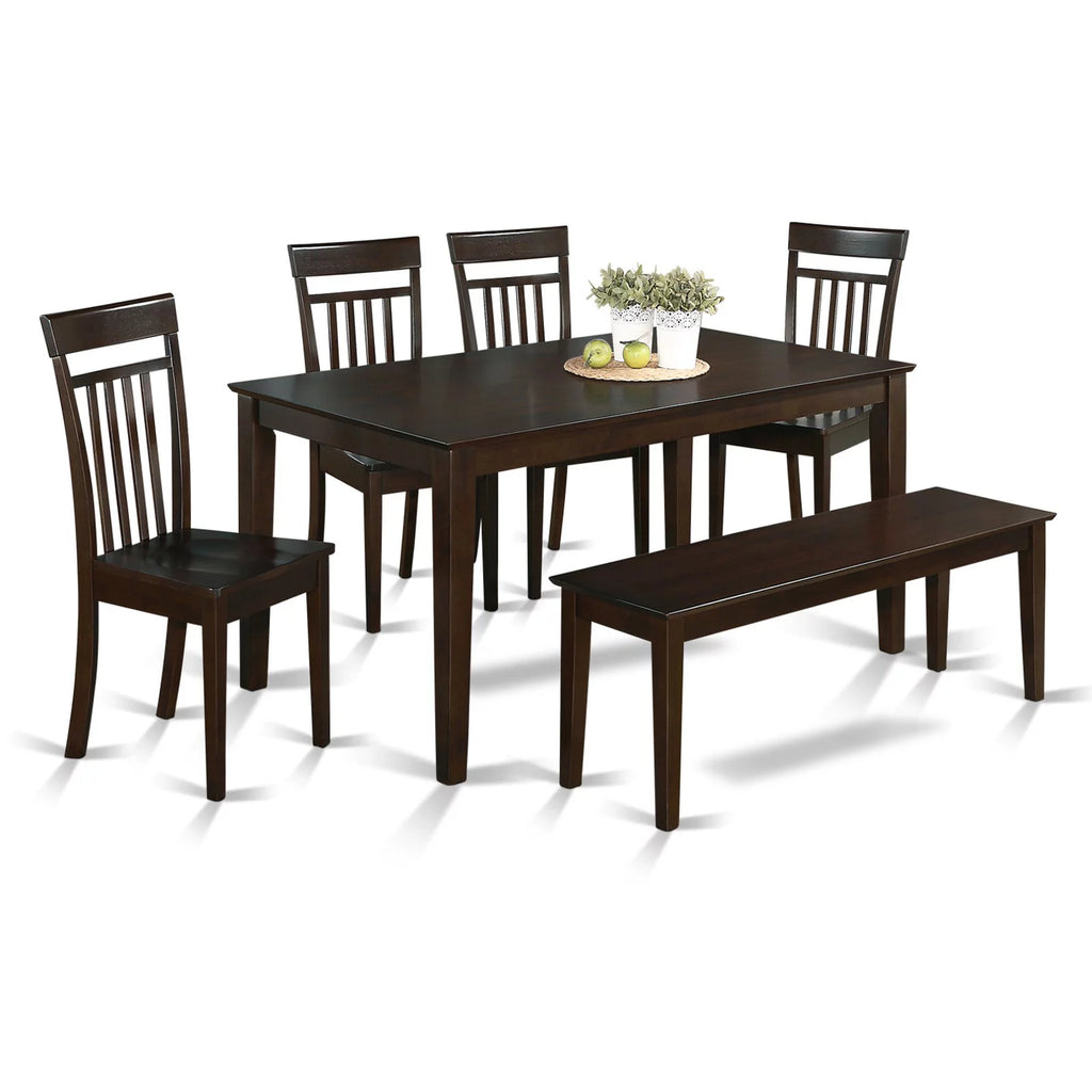 6 Piece Rectangular Dining Table Set with Wooden Seat Chairs E21027