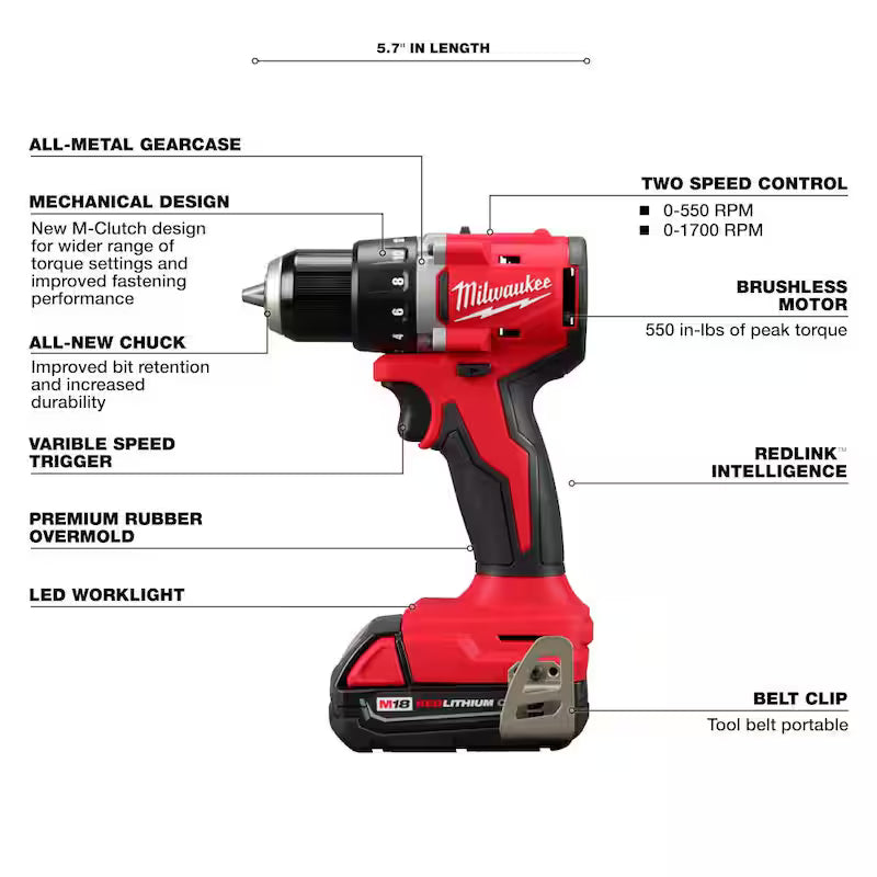 18V Lithium-Ion Brushless Cordless Compact Drill/Impact Combo Kit (2-Tool) X79816