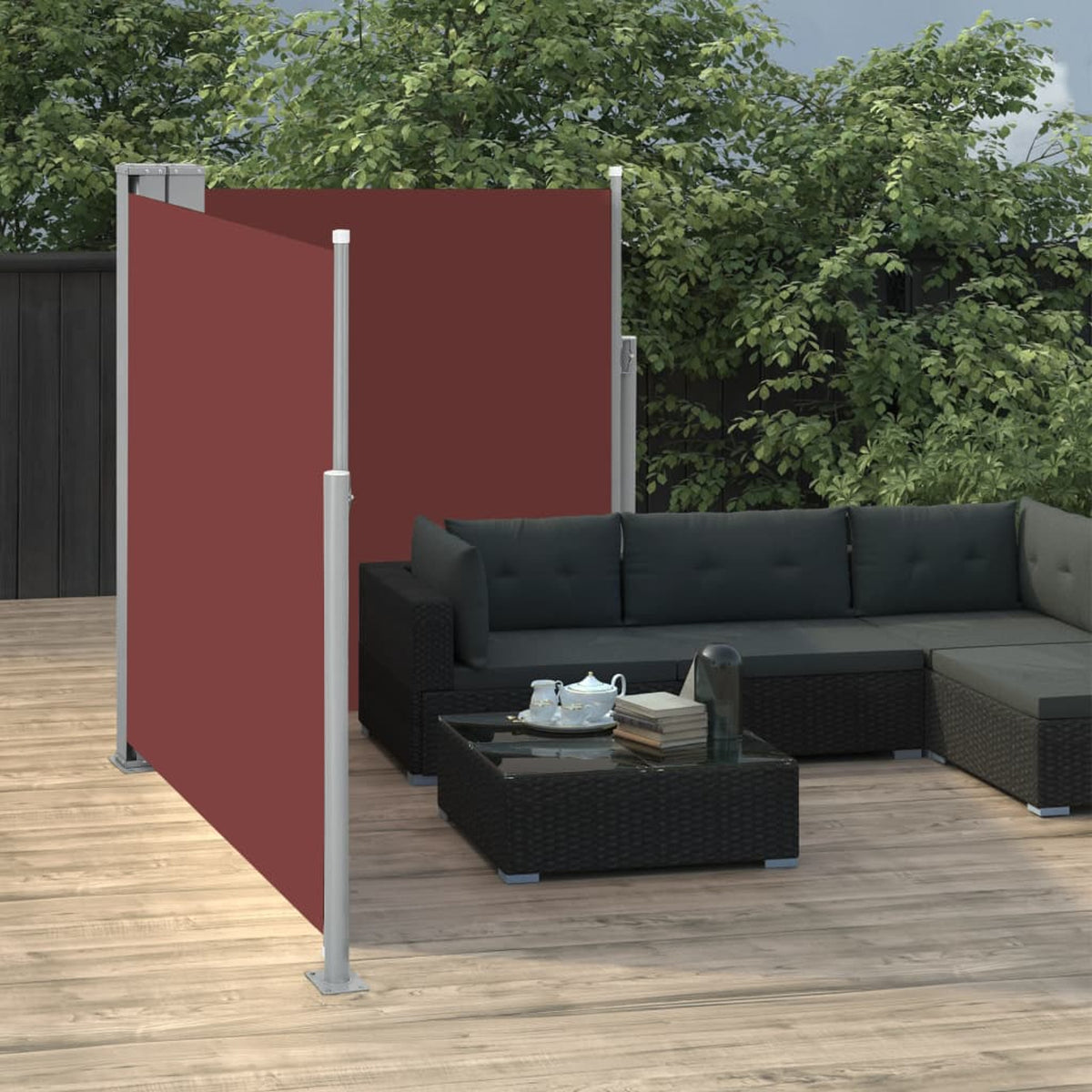 Retractable Side Awning Brown 55.1"x236.2" X619183