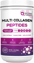 Multi Collagen Peptides Powder Type I II III V X Hydrolyzed with Vitamin C Hyaluronic Acid 50 Servings Q8536