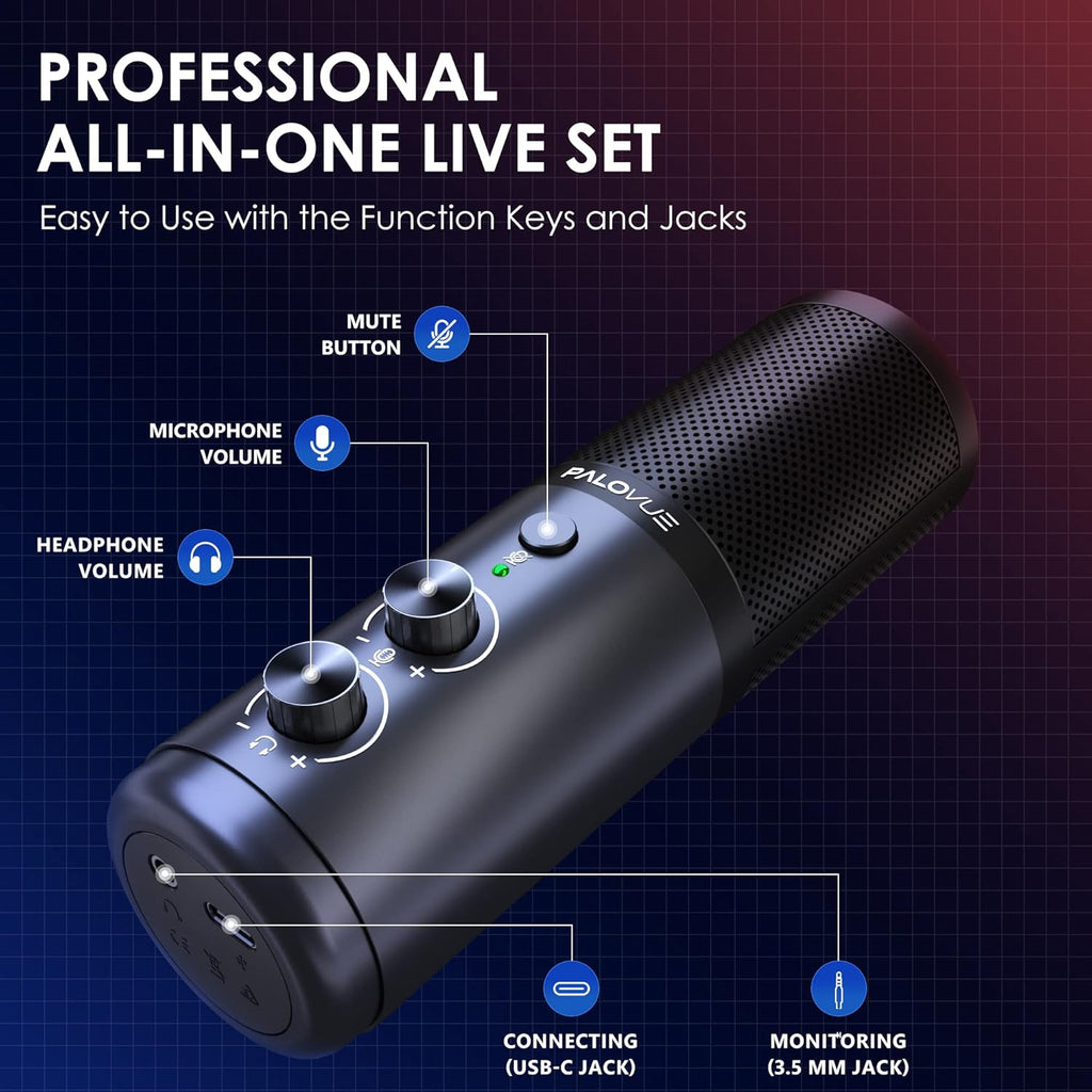 USB Computer Microphone Condenser with Noise Cancelling Instant Mute Pack of 2 F122073