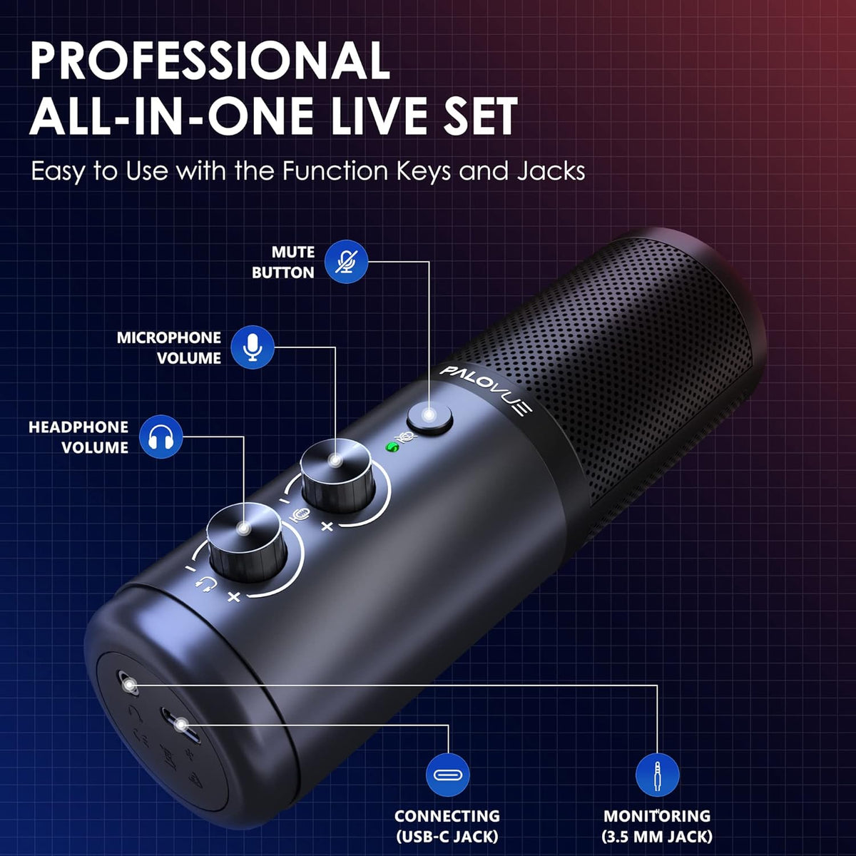 USB Computer Microphone Condenser with Noise Cancelling Instant Mute Pack of 2 F122073