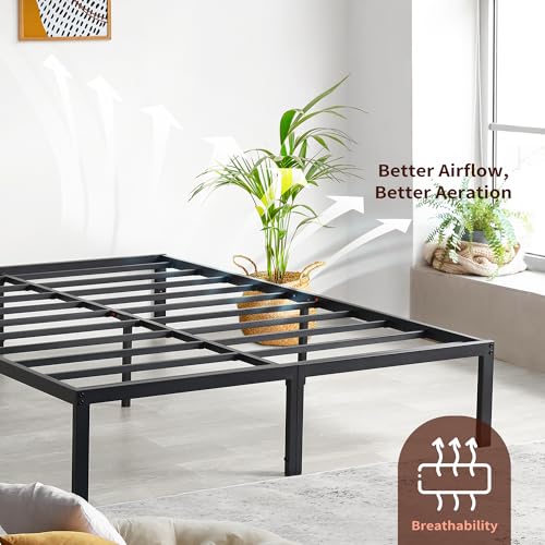 18 Inch Tall Heavy Duty Steel Slat Bed Frame Full Black H95253