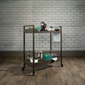Smoked Oak Finish Rolling 2-Shelf Bar Cart B8291