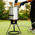 30 QT Aluminum Turkey Deep Fryer Pot with Burner Stand I939