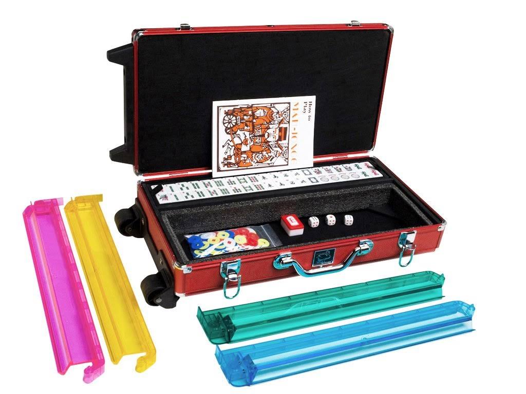 White Aluminum Case Mahjong Set L8314