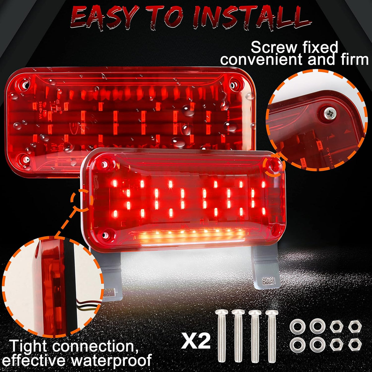 Red Brake Turn Light with License Plate Light Pack of 2 A153