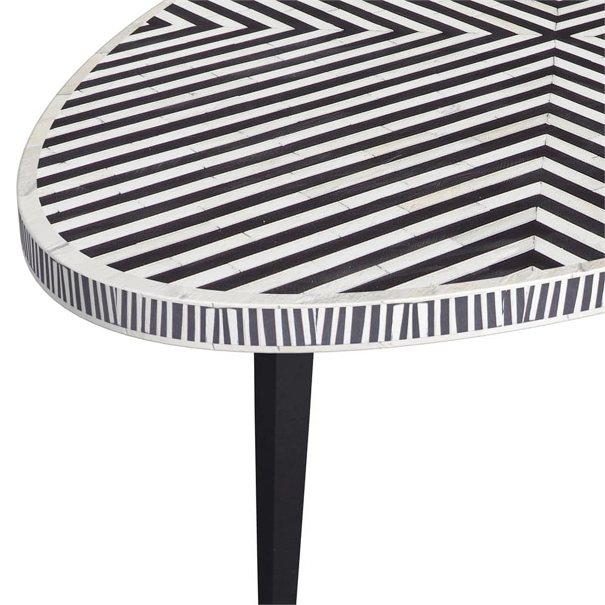 Round Cocktail Table in Black Iron Resin and Bone J976
