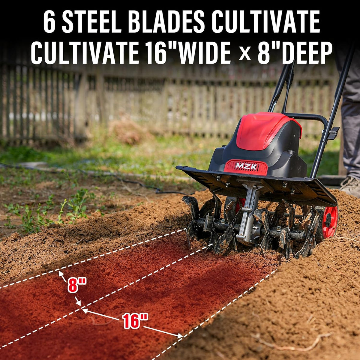 16-Inch 13-Amp Corded Electric Tiller/Cultivator with Adjustable Wheels K1174