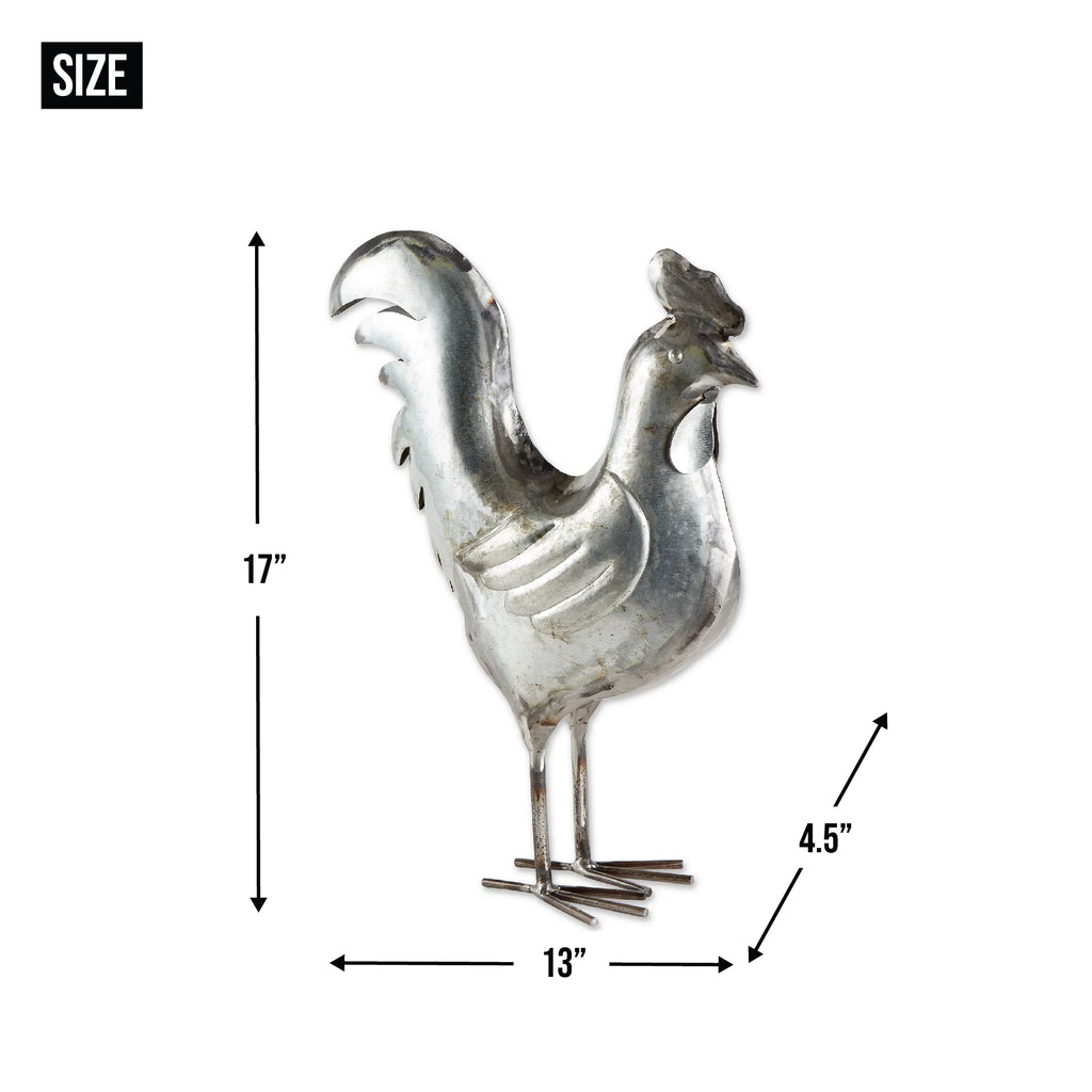 Galvanized Rooster Sculpture M882