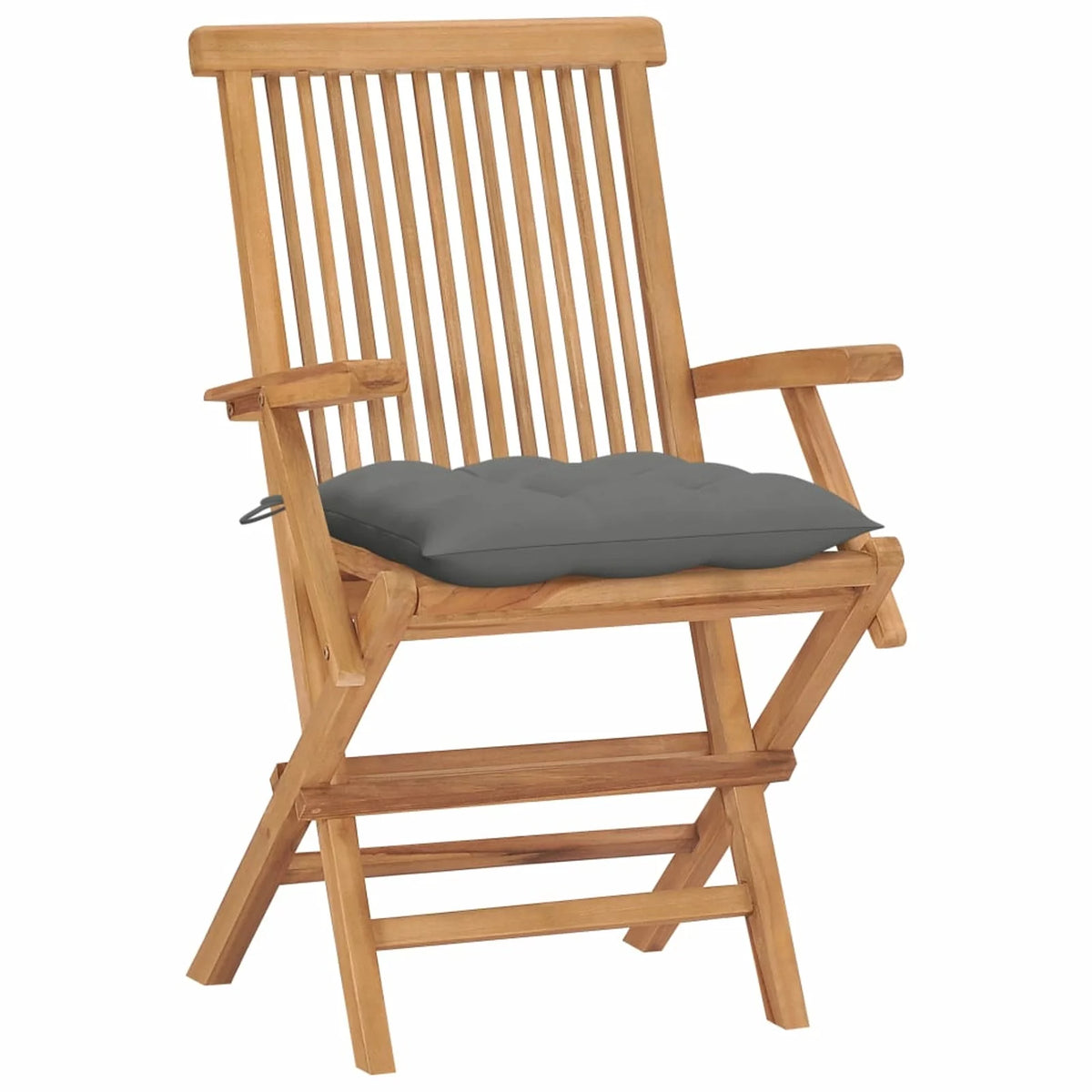 4 Piece Folding Teak Wood Armchair with Gray Cushion W4396