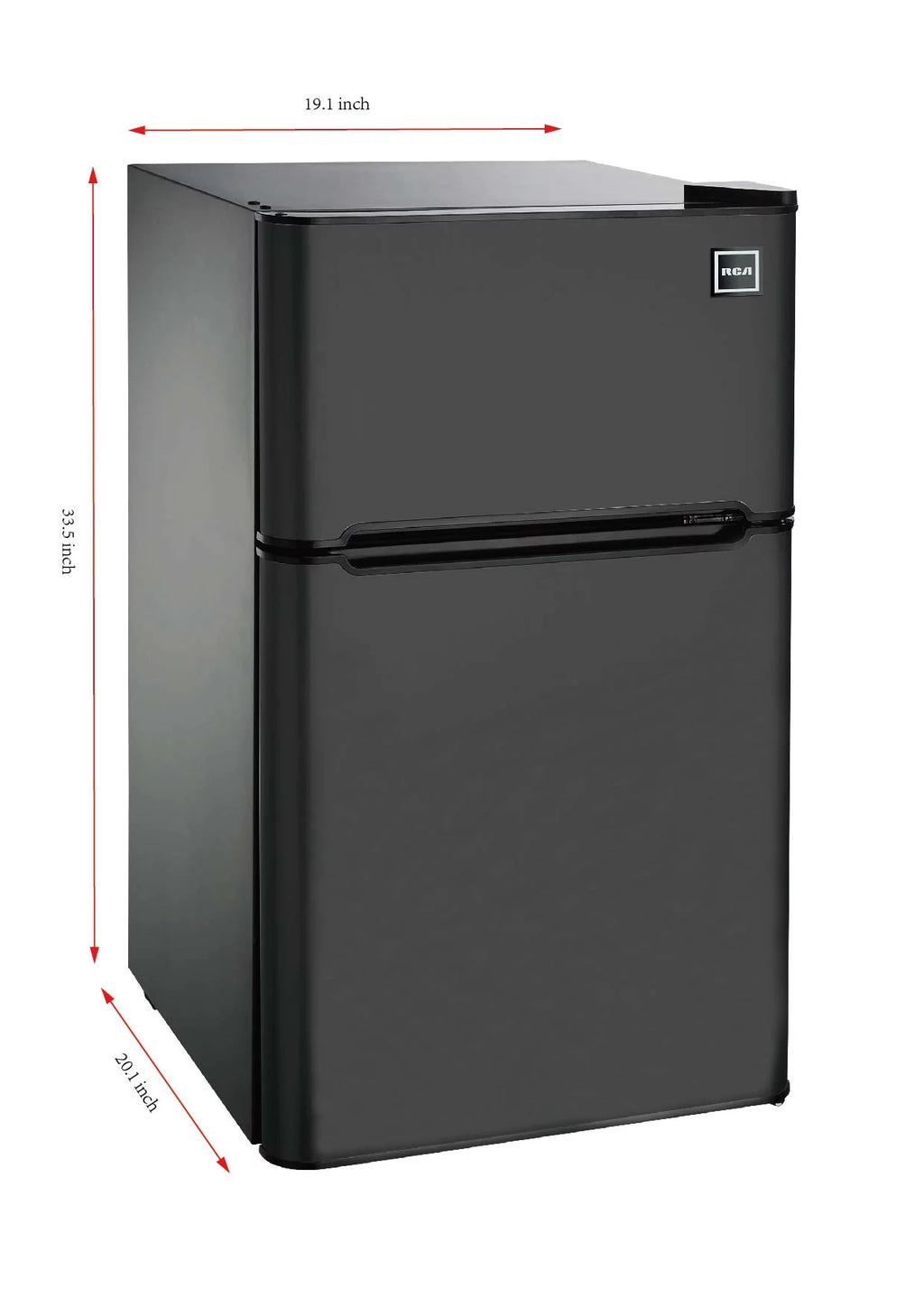 3.2 Cu Ft Two Door Mini Fridge with Freezer, Black B168