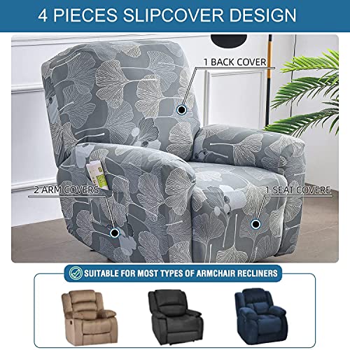 4-Pieces Non Slip Recliner Slipcovers with Storage Pockets G899